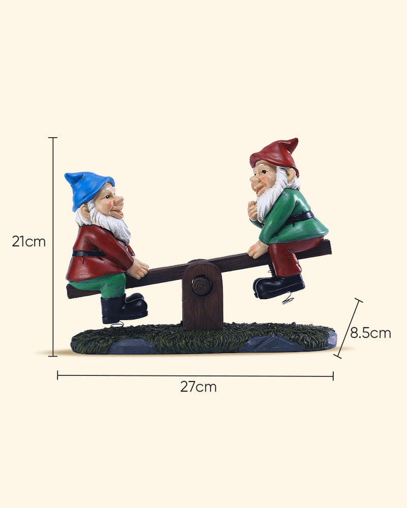 Teeter-Totter Gnome Duo | Playful Seesaw Garden Statue for Outdoor Decor