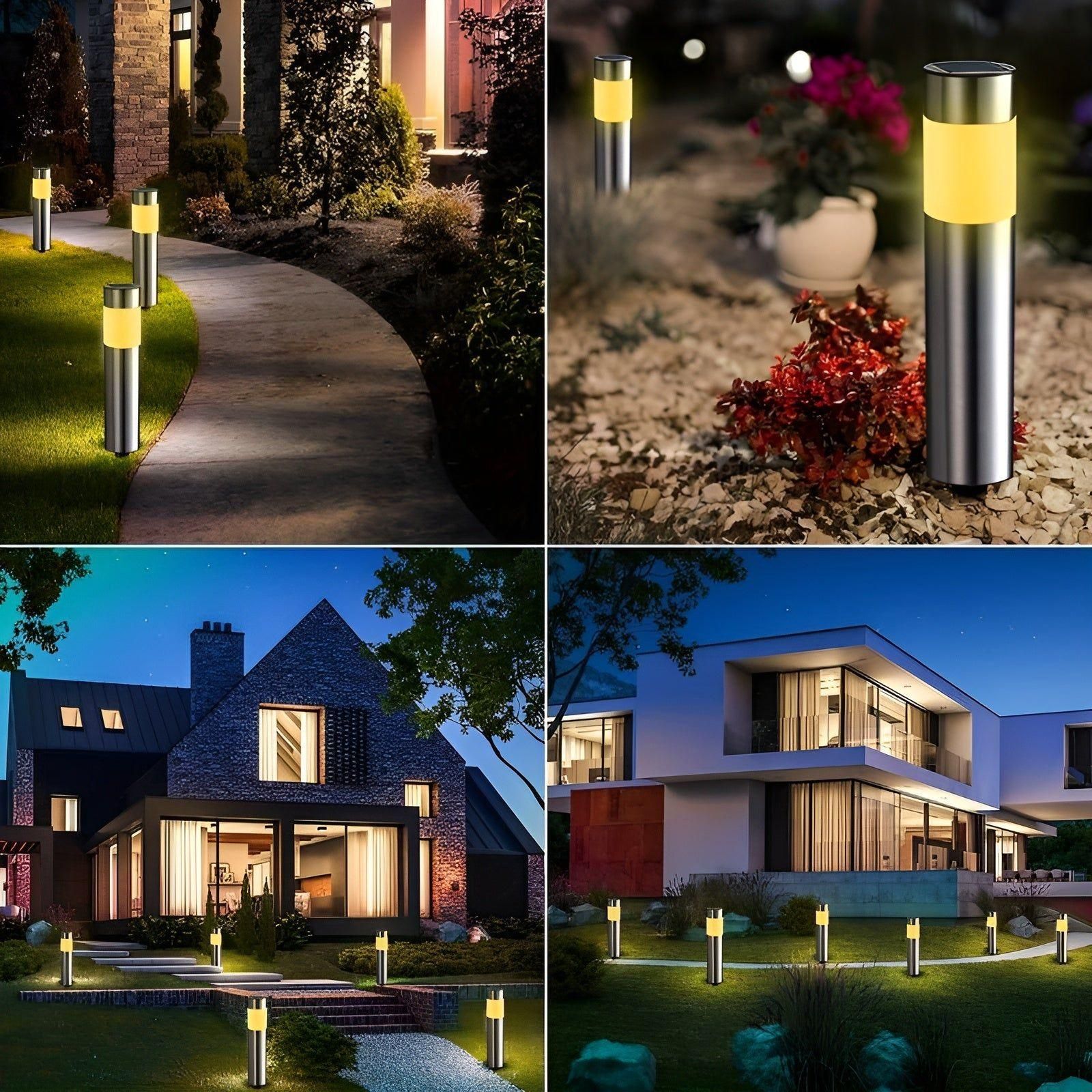 TerraLux | SteelPath Solar Garden Lights – Sleek Stainless Steel LED Pathway Illumination