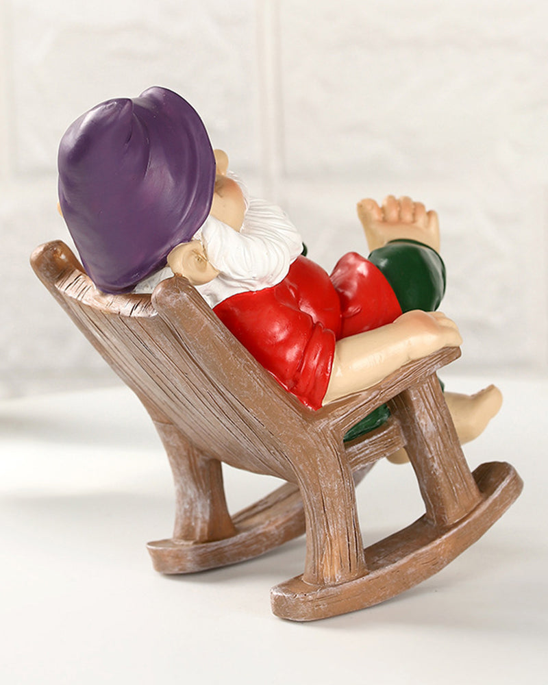 Tipsy Rocker Gnome | Drinking Garden Gnome In A Rocking Chair