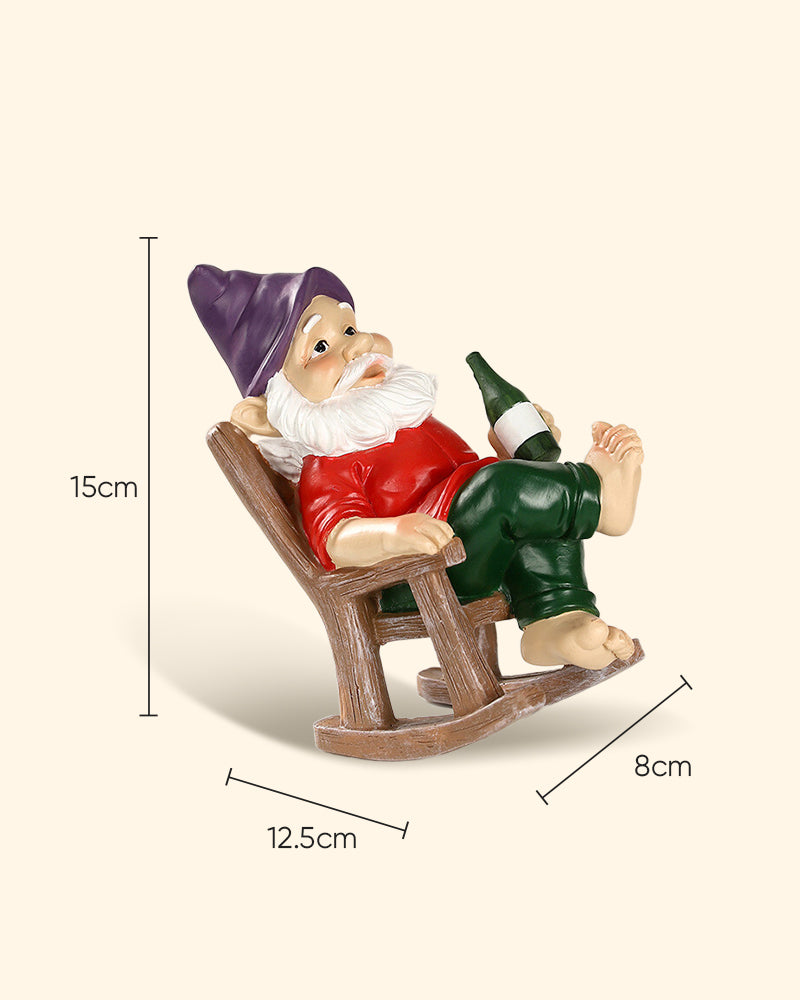 Tipsy Rocker Gnome | Drinking Garden Gnome In A Rocking Chair