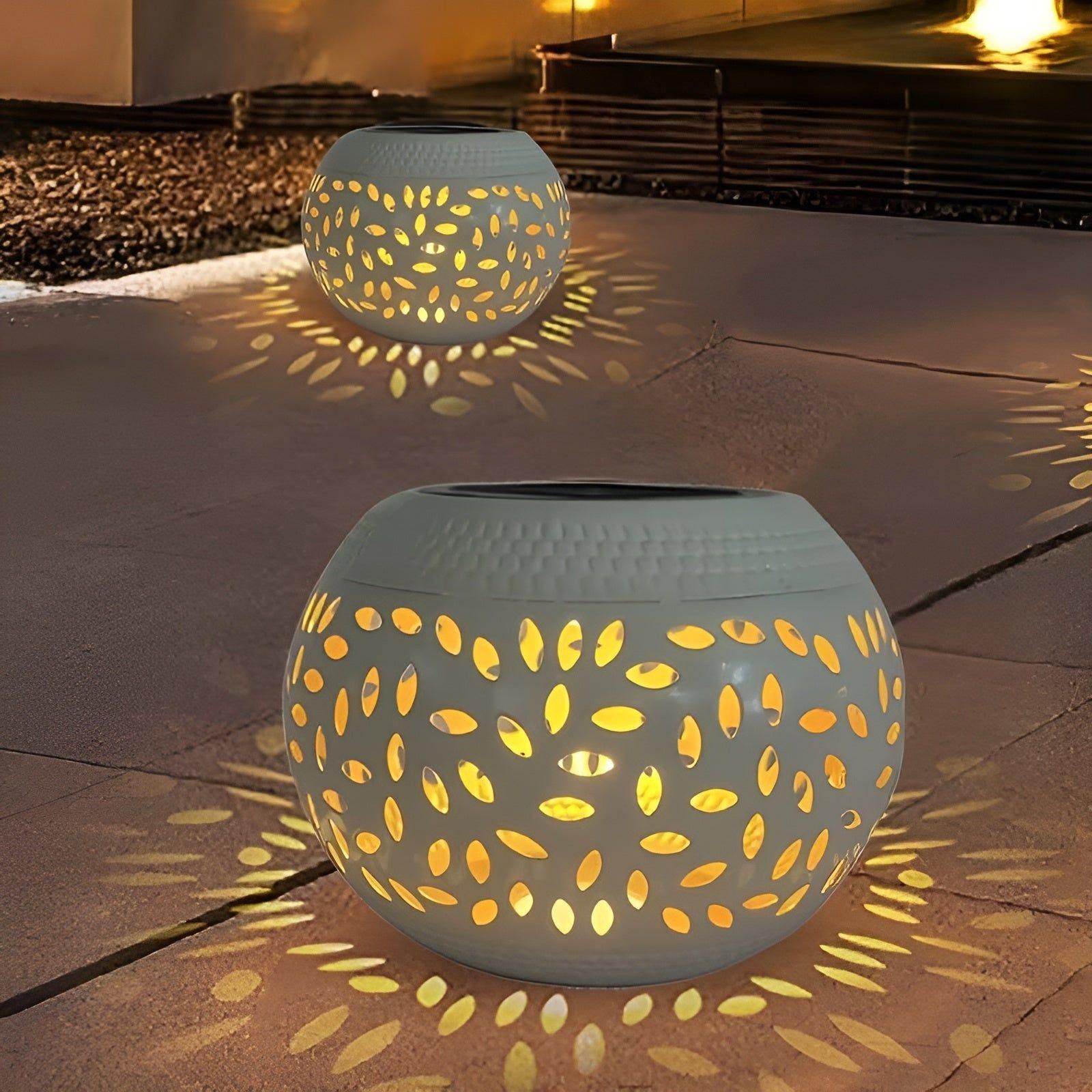 TwinkleGarden Solar Lantern | Decorative Metal Outdoor Light with Unique Dot Pattern