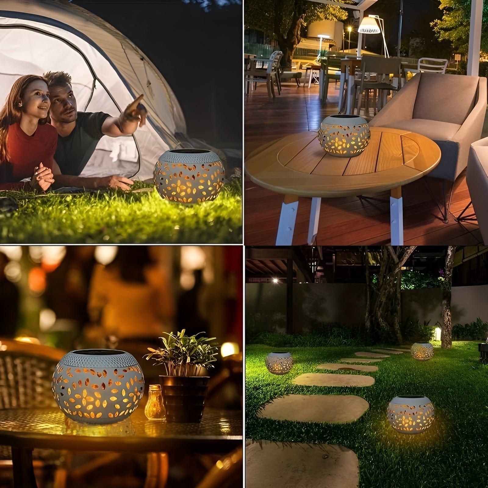 TwinkleGarden Solar Lantern | Decorative Metal Outdoor Light with Unique Dot Pattern