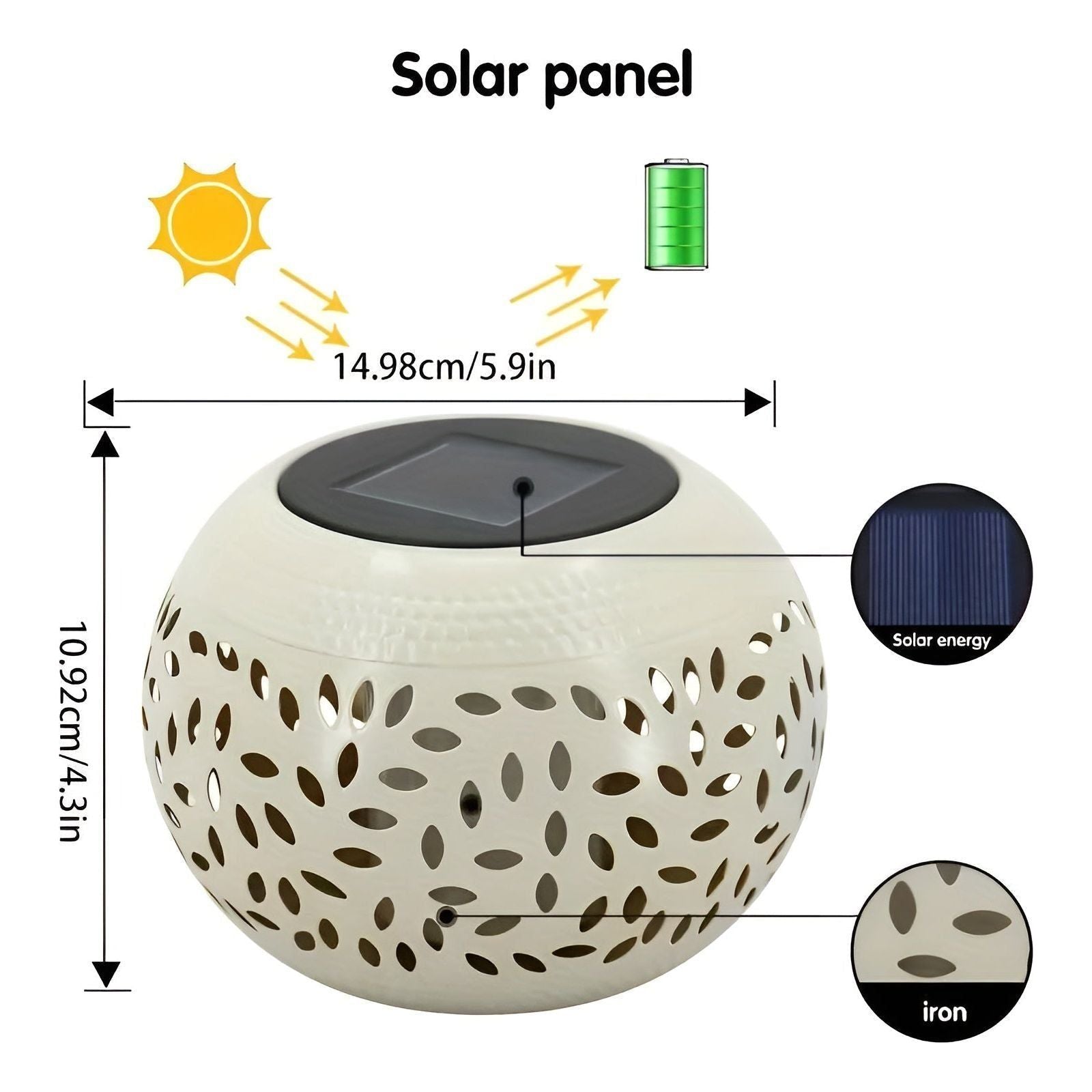 TwinkleGarden Solar Lantern | Decorative Metal Outdoor Light with Unique Dot Pattern