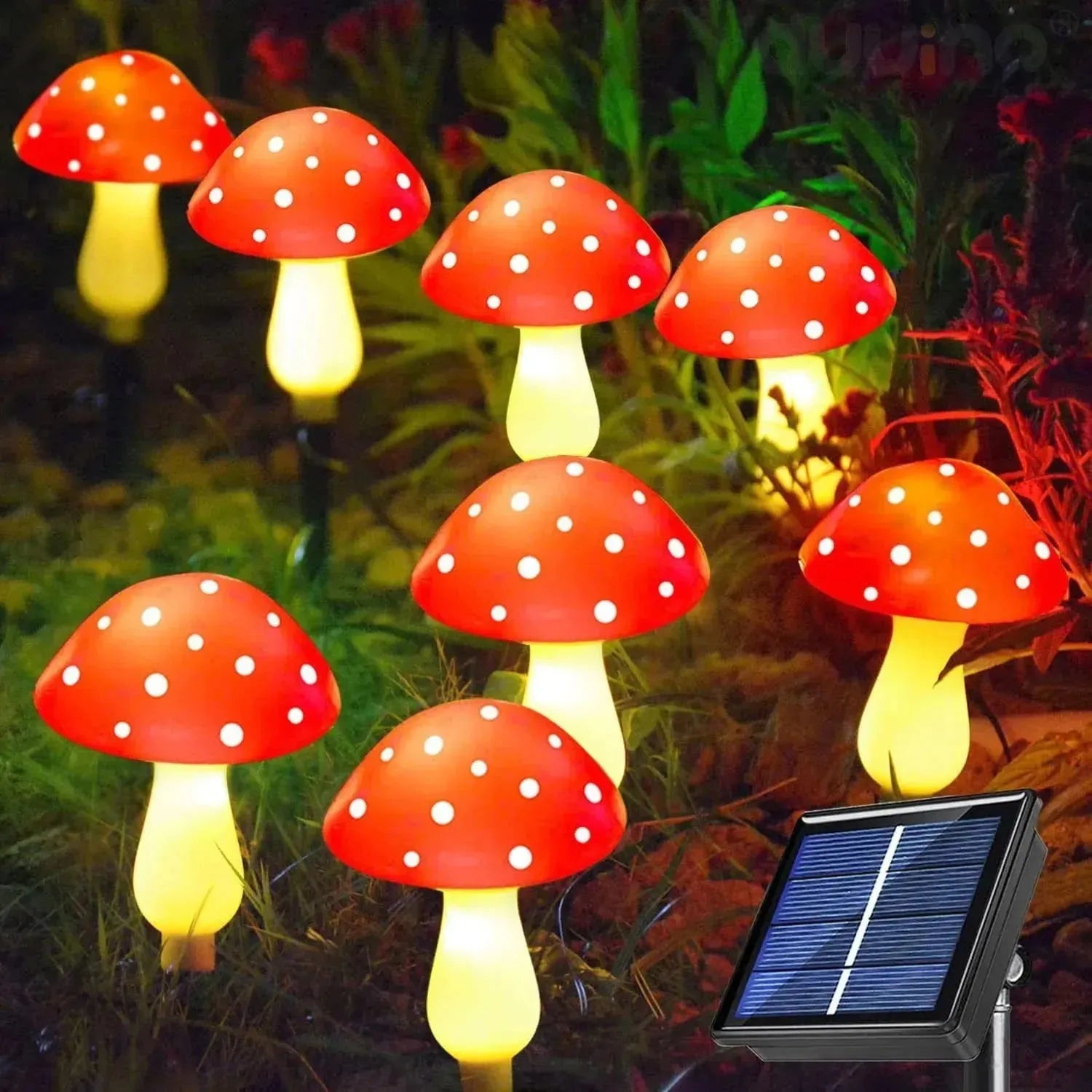 TwinkleGlow | Waterproof Mushroom Solar Fairy Lights – Magical Outdoor Illumination