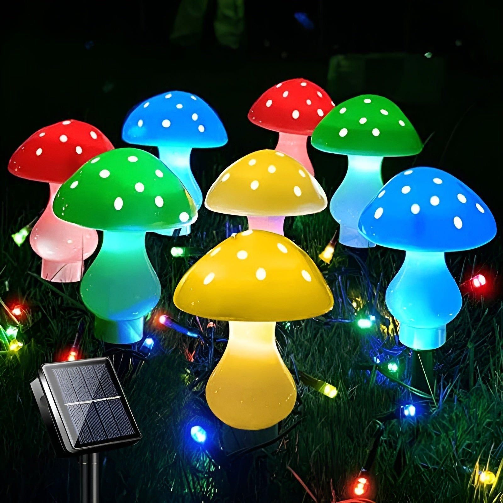 TwinkleGlow | Waterproof Mushroom Solar Fairy Lights – Magical Outdoor Illumination