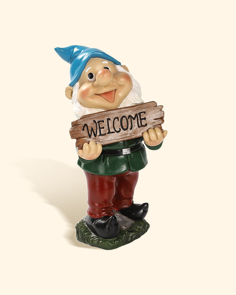 Welcome Whimsy Gnome | Cheerful Yard Sign Statue