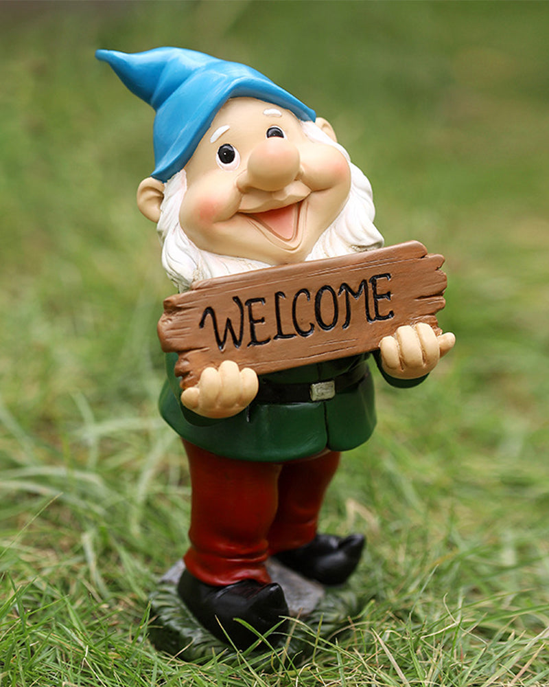 Welcome Whimsy Gnome | Cheerful Yard Sign Statue
