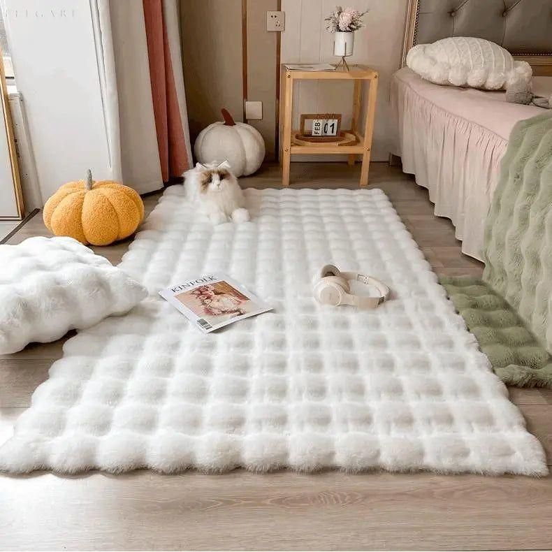 CosyBloom | Luxurious Plush Bubble Flower Rug – Comfort Meets Elegance