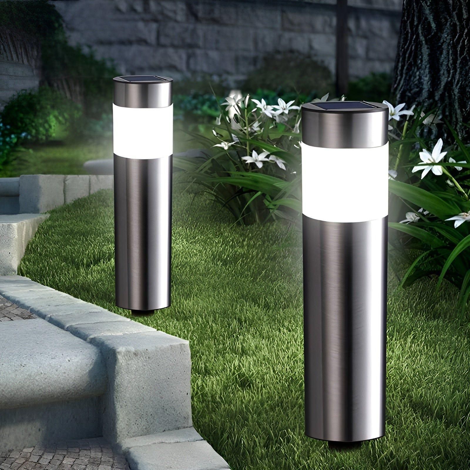 TerraLux | SteelPath Solar Garden Lights – Sleek Stainless Steel LED Pathway Illumination
