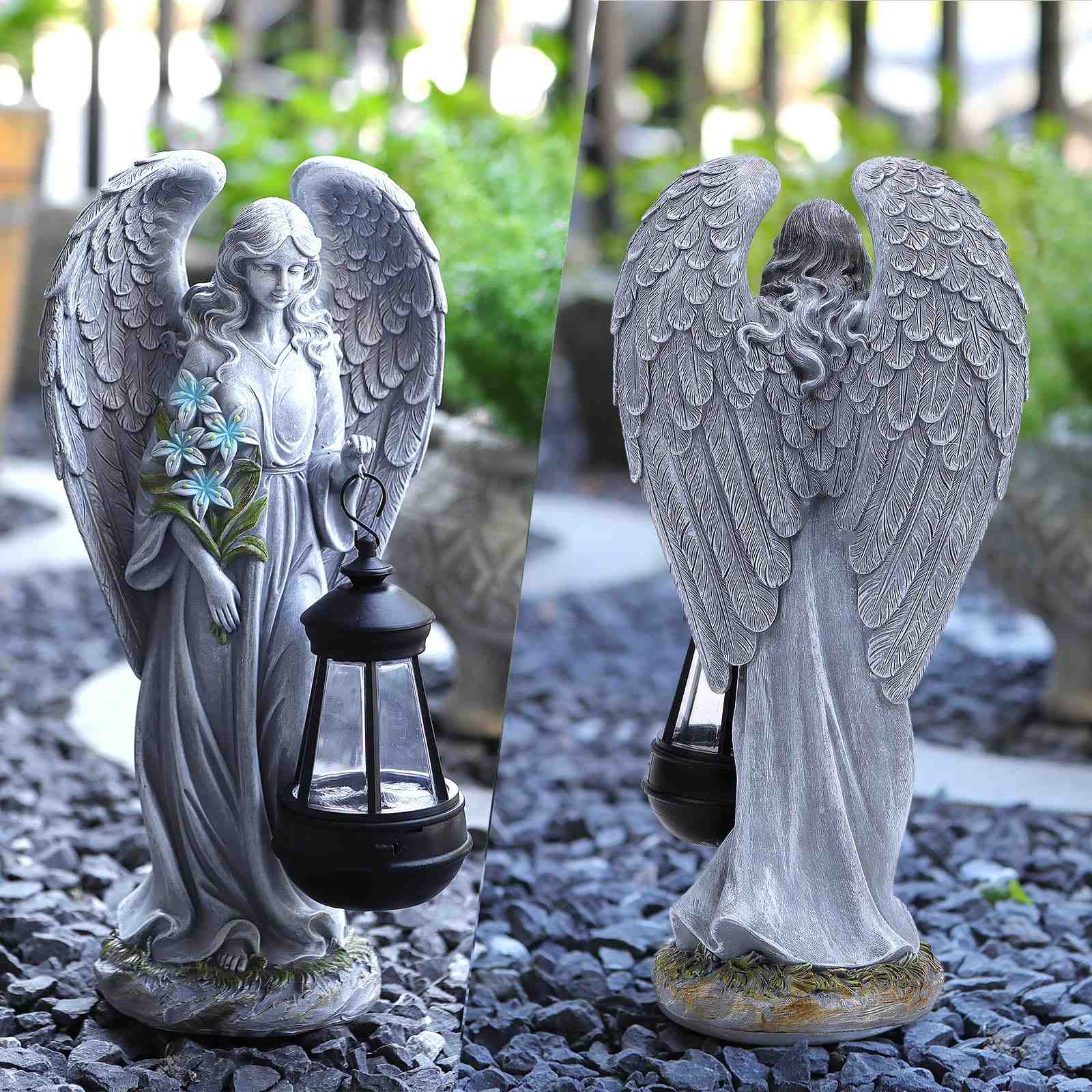 Celestial Grace Garden Angel | Outdoor Solar Statue Gift for Her