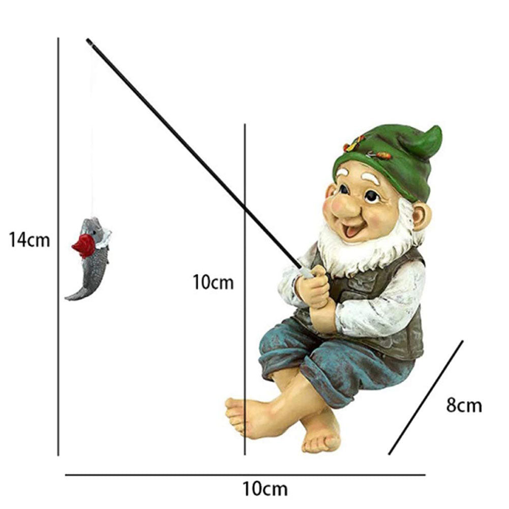 Resin Fishing Gnome Elf | Charming Outdoor Yard Statue